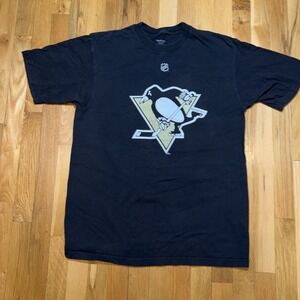 Sidney Crosby #87 Pittsburgh Penguins Reebok Tee Black NHL Hockey T-Shirt Sz Med